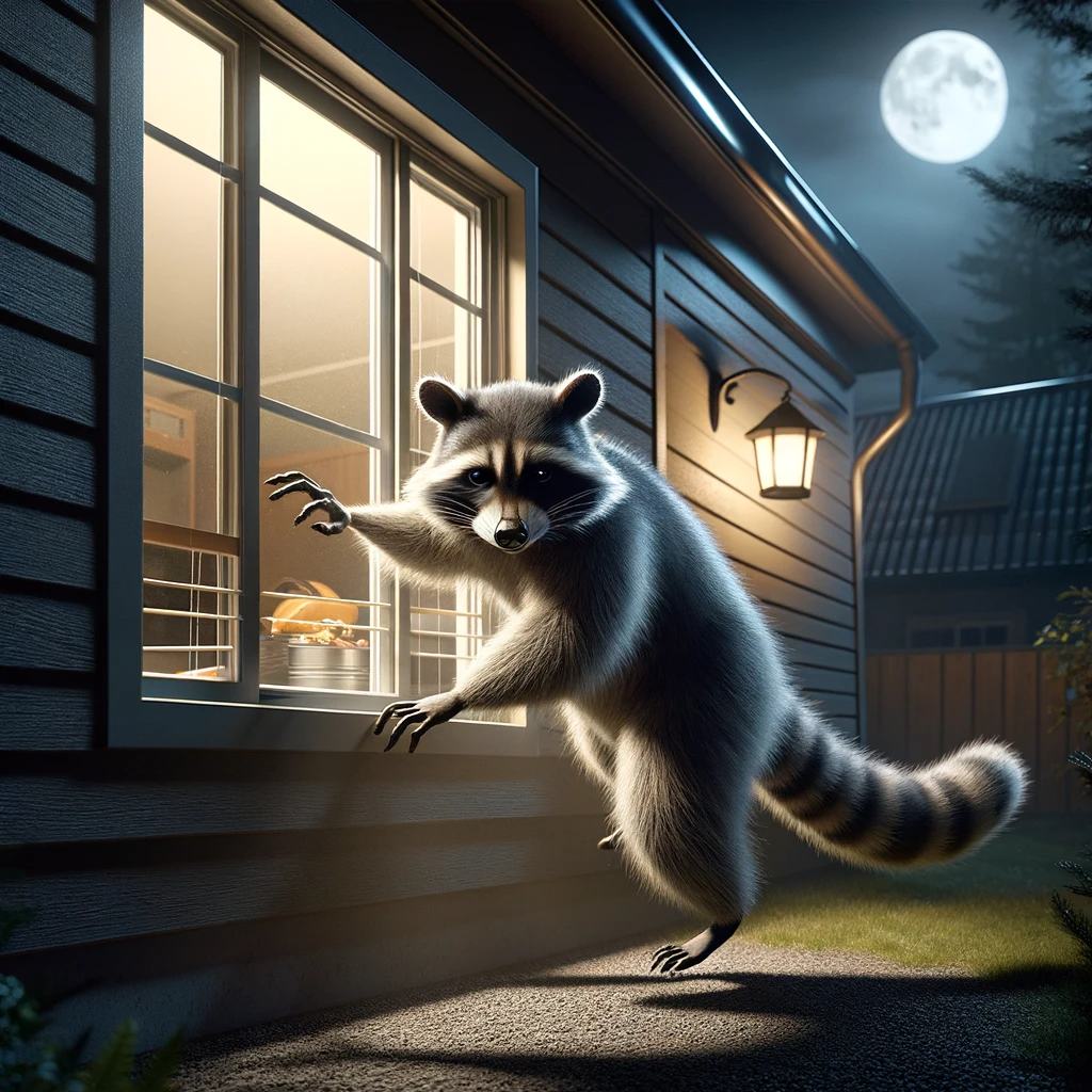 raccoon breaking into home