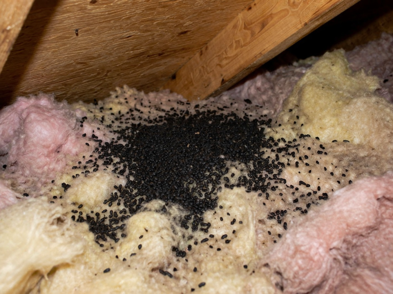 A pile of bat guano in an attic.
