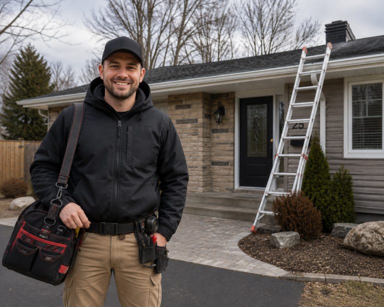 A wildlife technician preparing to inspect a house.